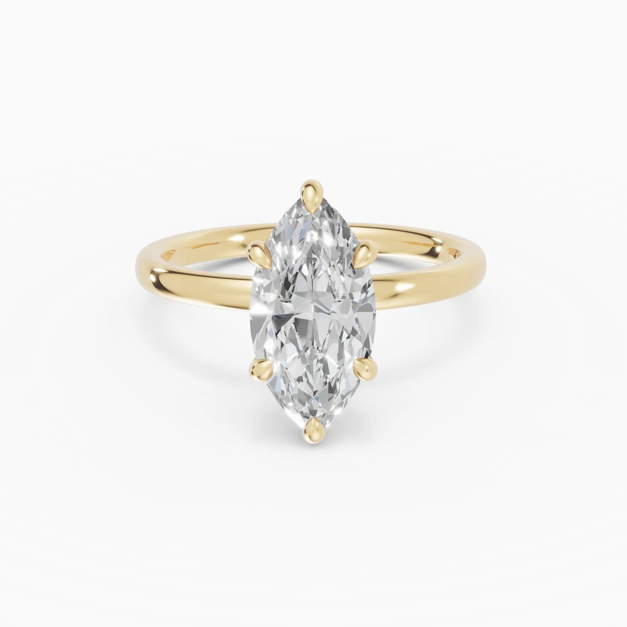 Anillo de compromiso THEIA marquesa solitario halo escondido en oro amarillo 18k