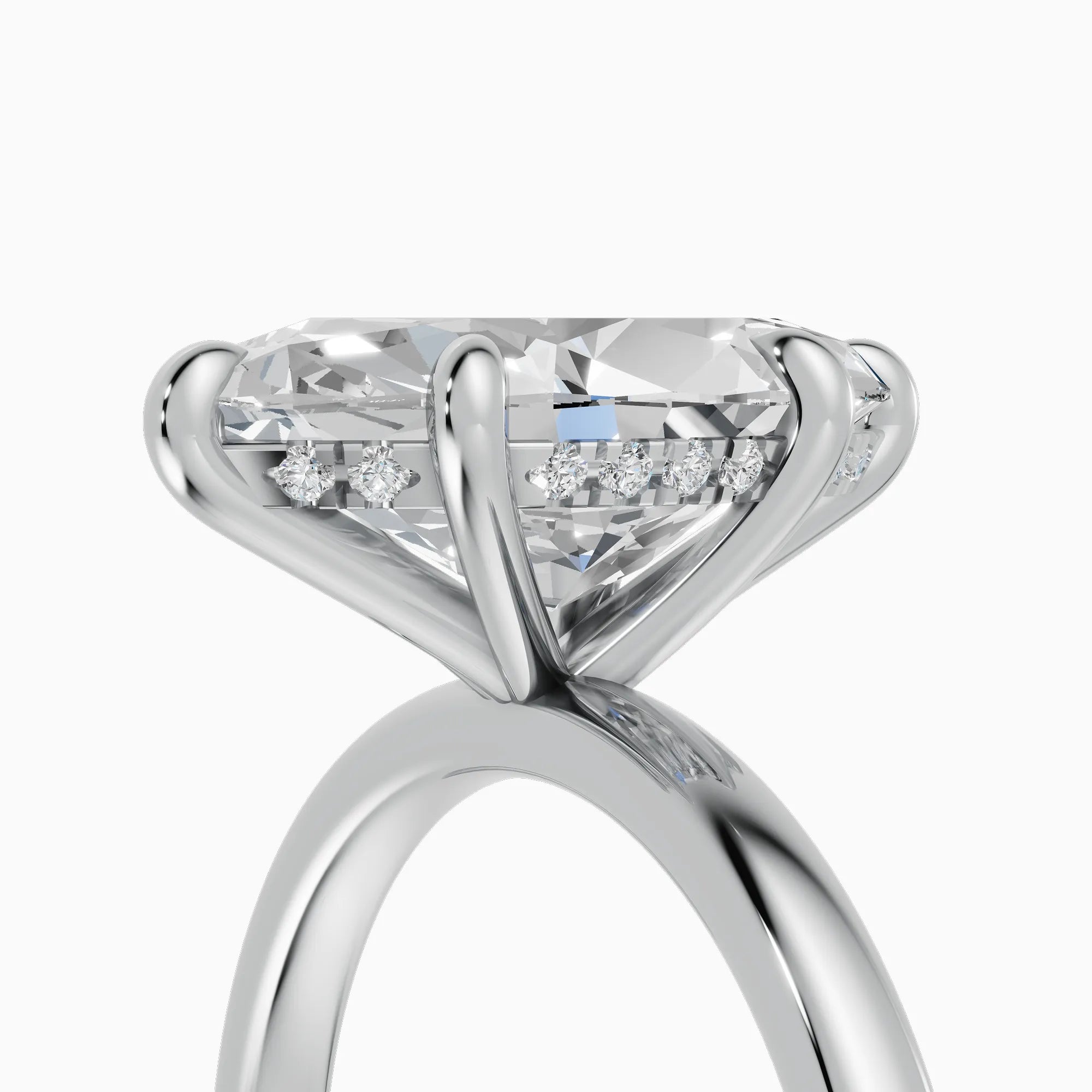 Anillo de compromiso THEIA marquesa solitario halo escondido - vista trasera
