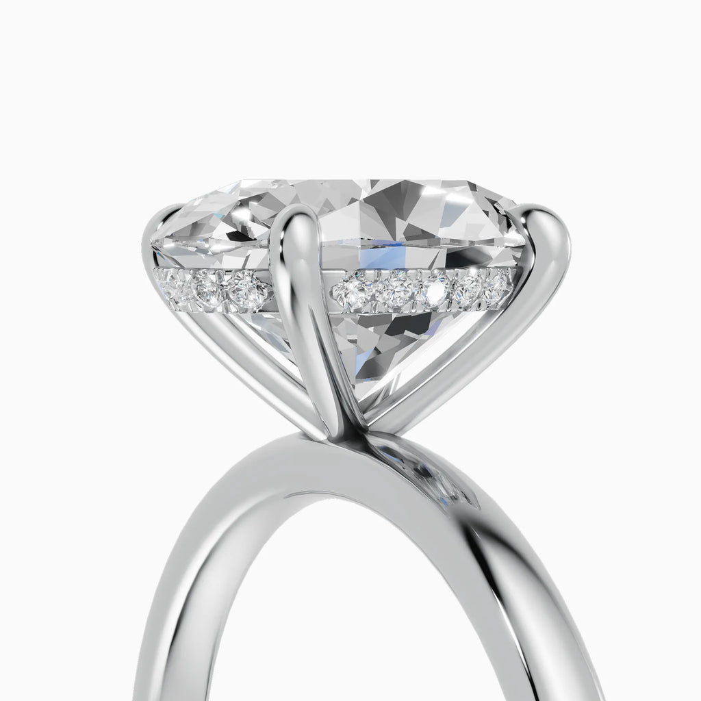 Anillo de compromiso THEIA oval solitario halo escondido - vista trasera