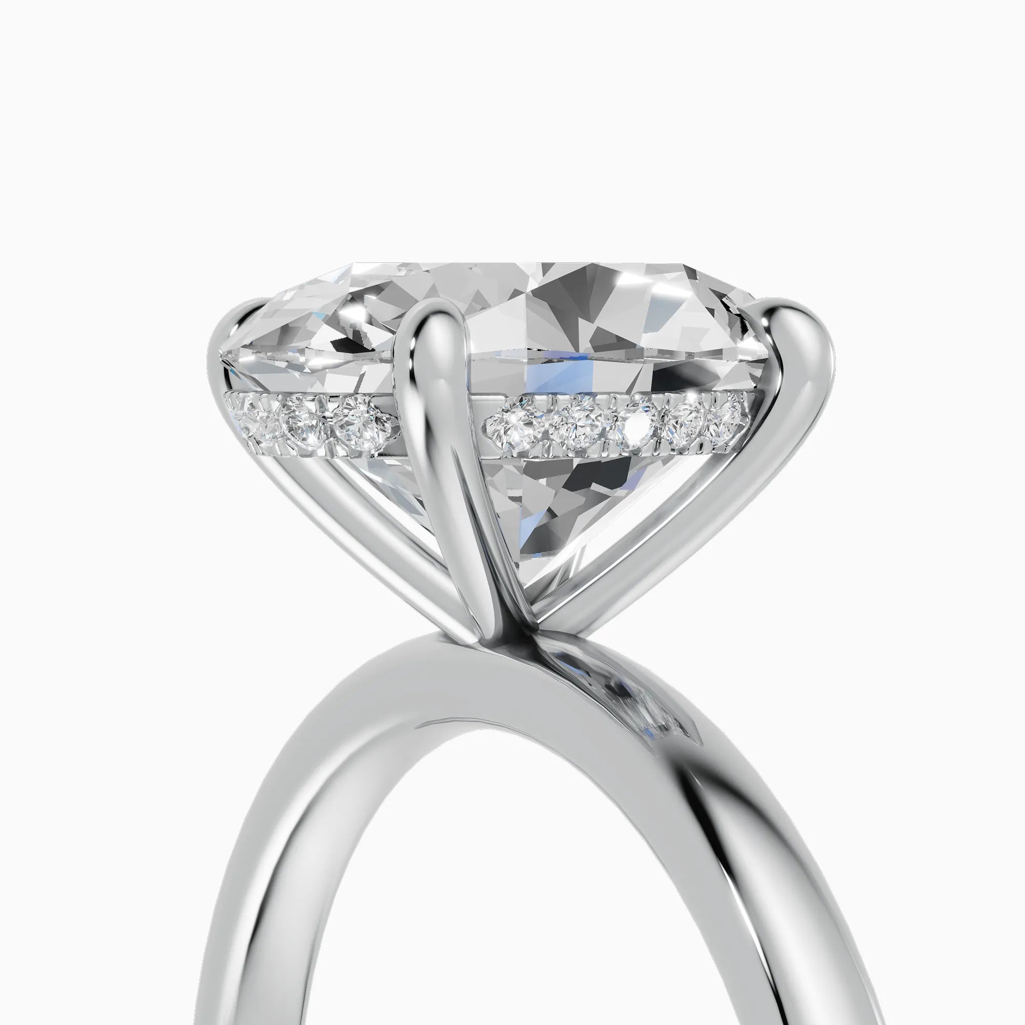 Anillo de compromiso THEIA oval solitario halo escondido - vista trasera