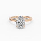 Anillo de compromiso THEIA oval solitario halo escondido - medidas