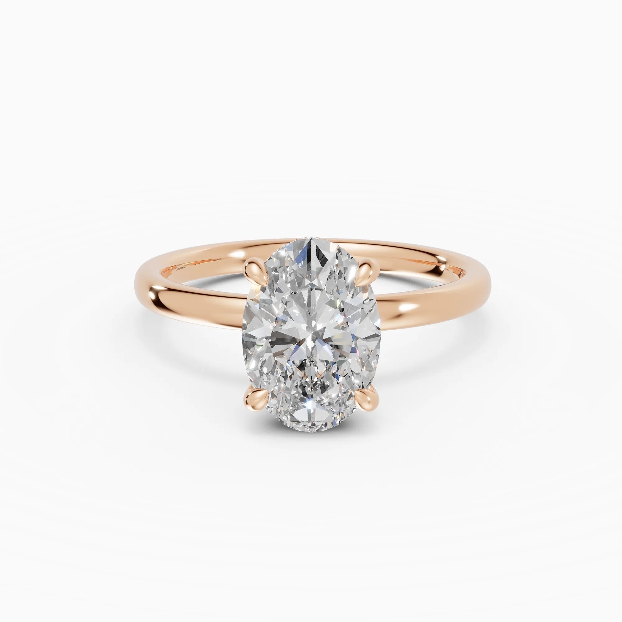 Anillo de compromiso THEIA oval solitario halo escondido - medidas