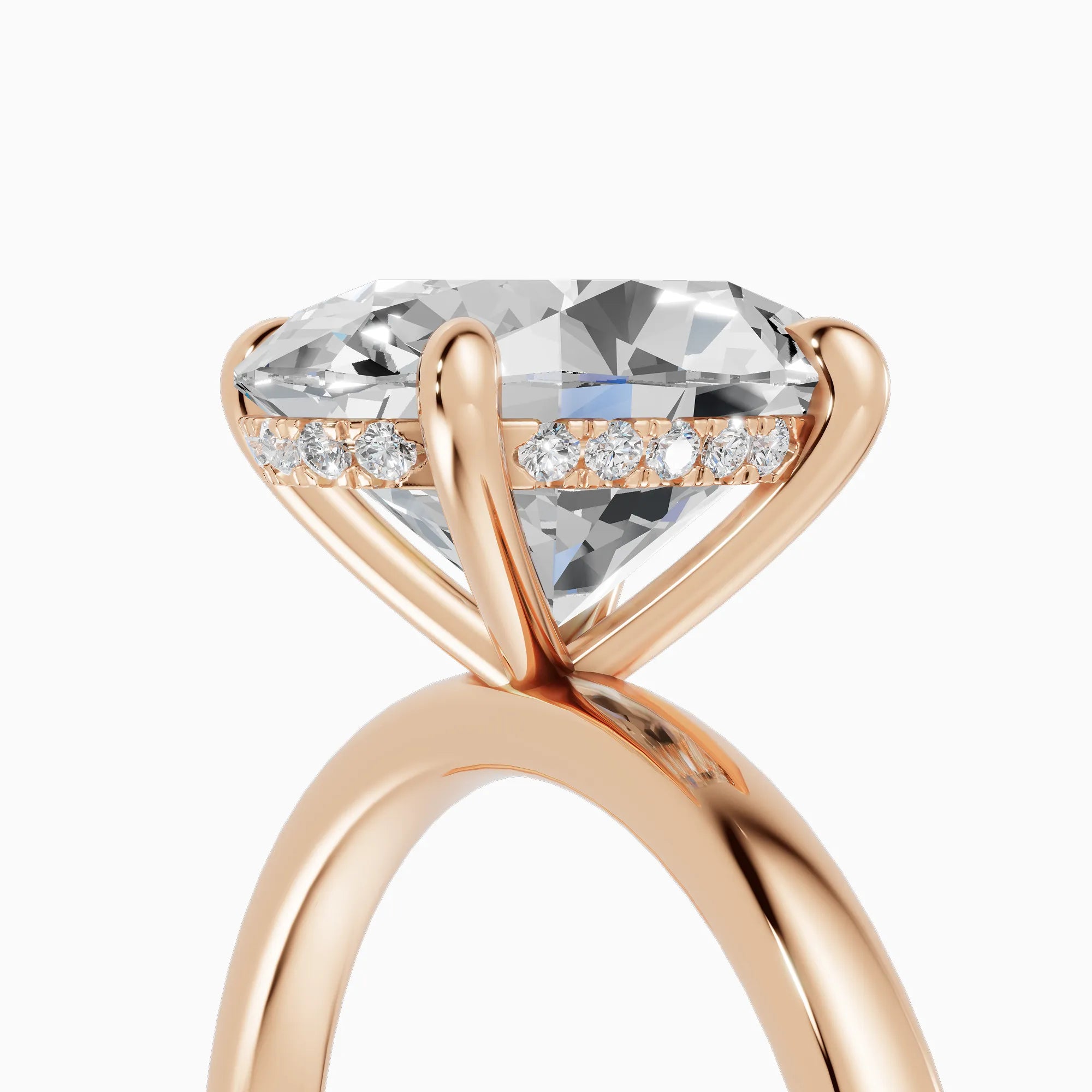 Anillo de compromiso THEIA oval solitario halo escondido - lifestyle