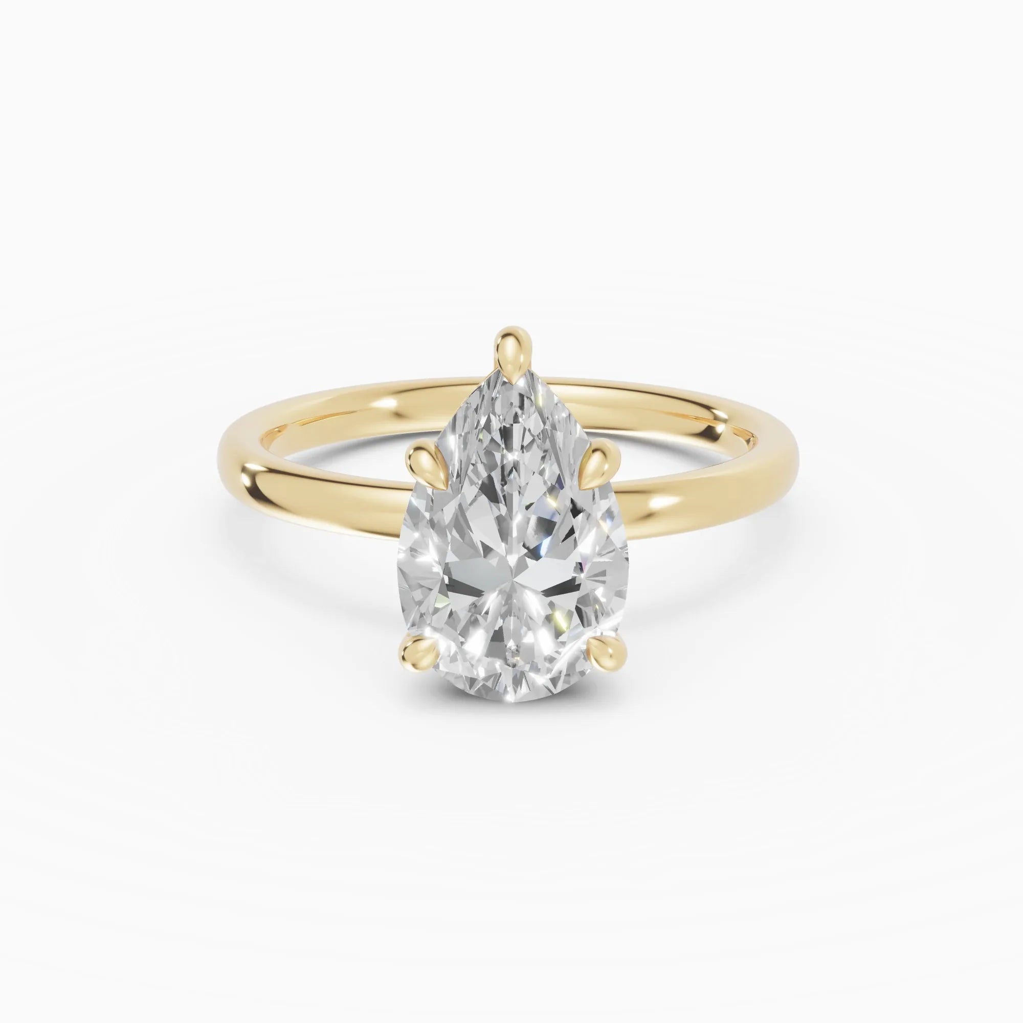 Anillo de compromiso THEIA pera solitario halo escondido en oro amarillo 18k