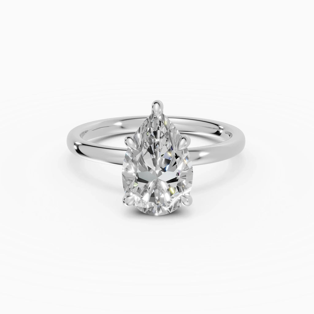 Anillo de compromiso THEIA pera solitario halo escondido - detalle banda