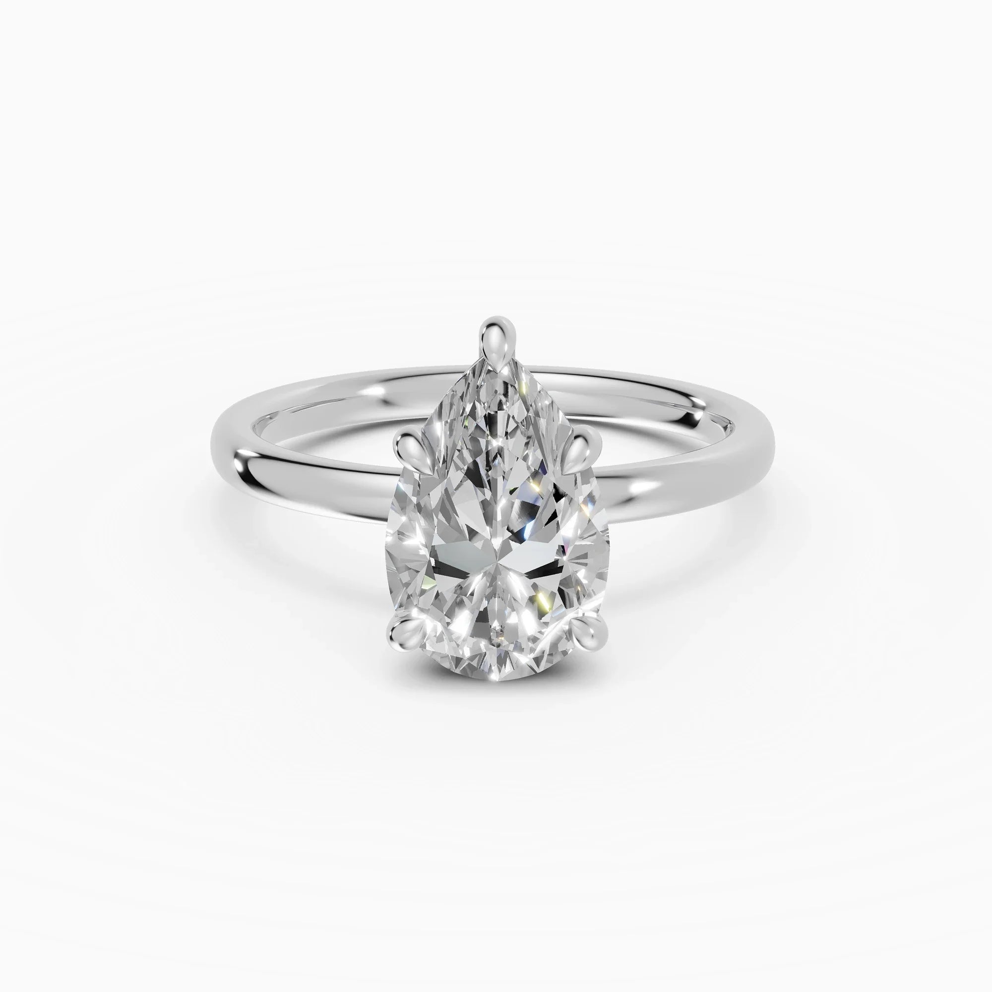 Anillo de compromiso THEIA pera solitario halo escondido - detalle banda