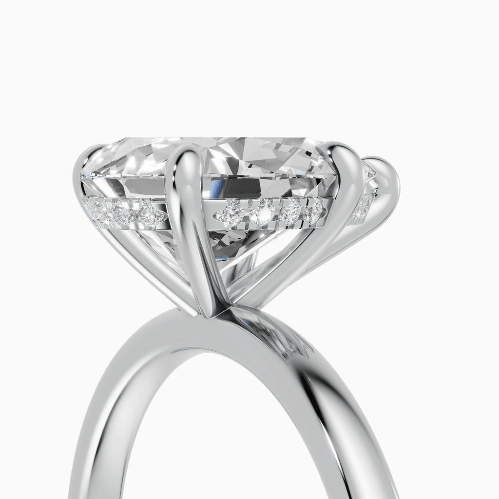 Anillo de compromiso THEIA pera solitario halo escondido - vista trasera