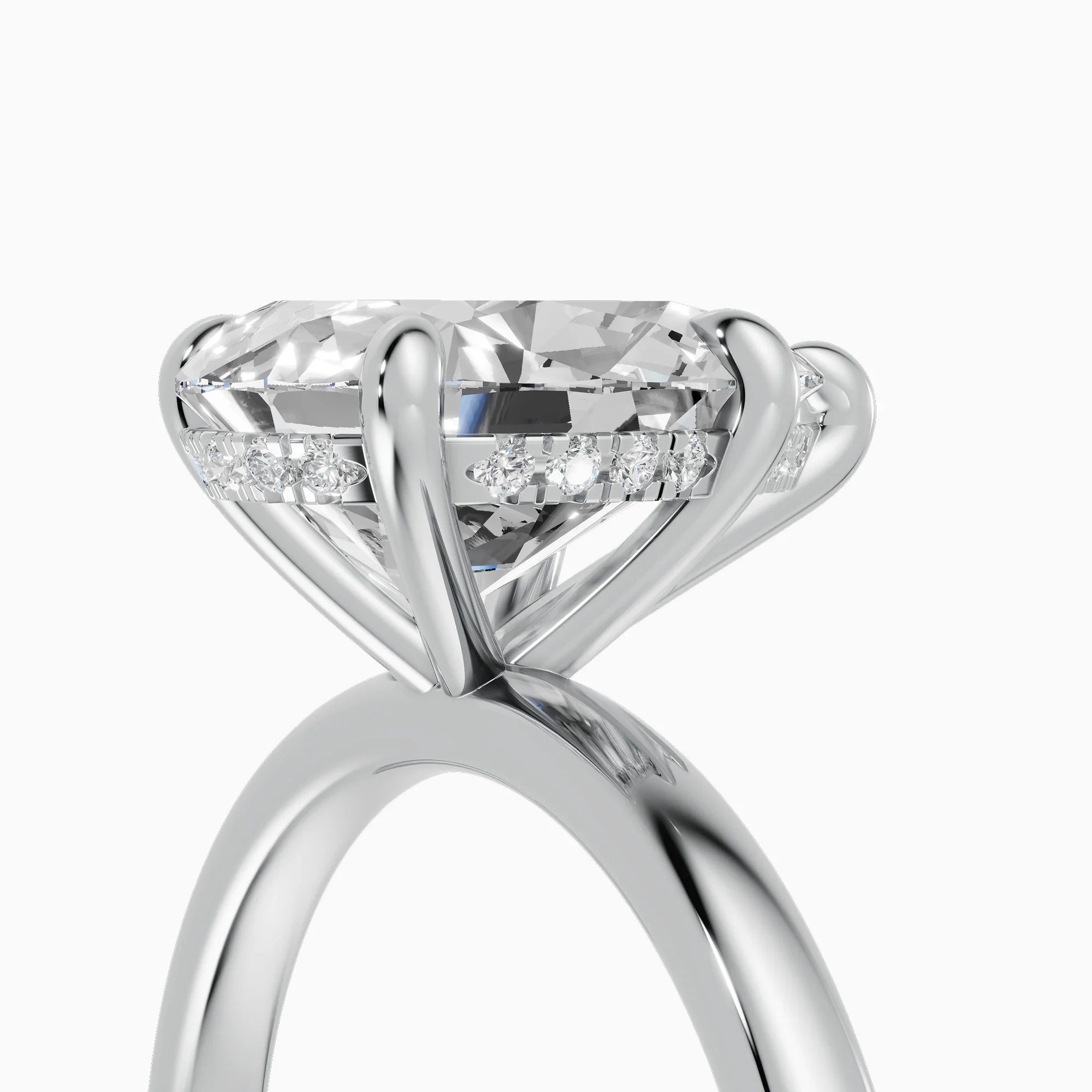 Anillo de compromiso THEIA pera solitario halo escondido - vista trasera