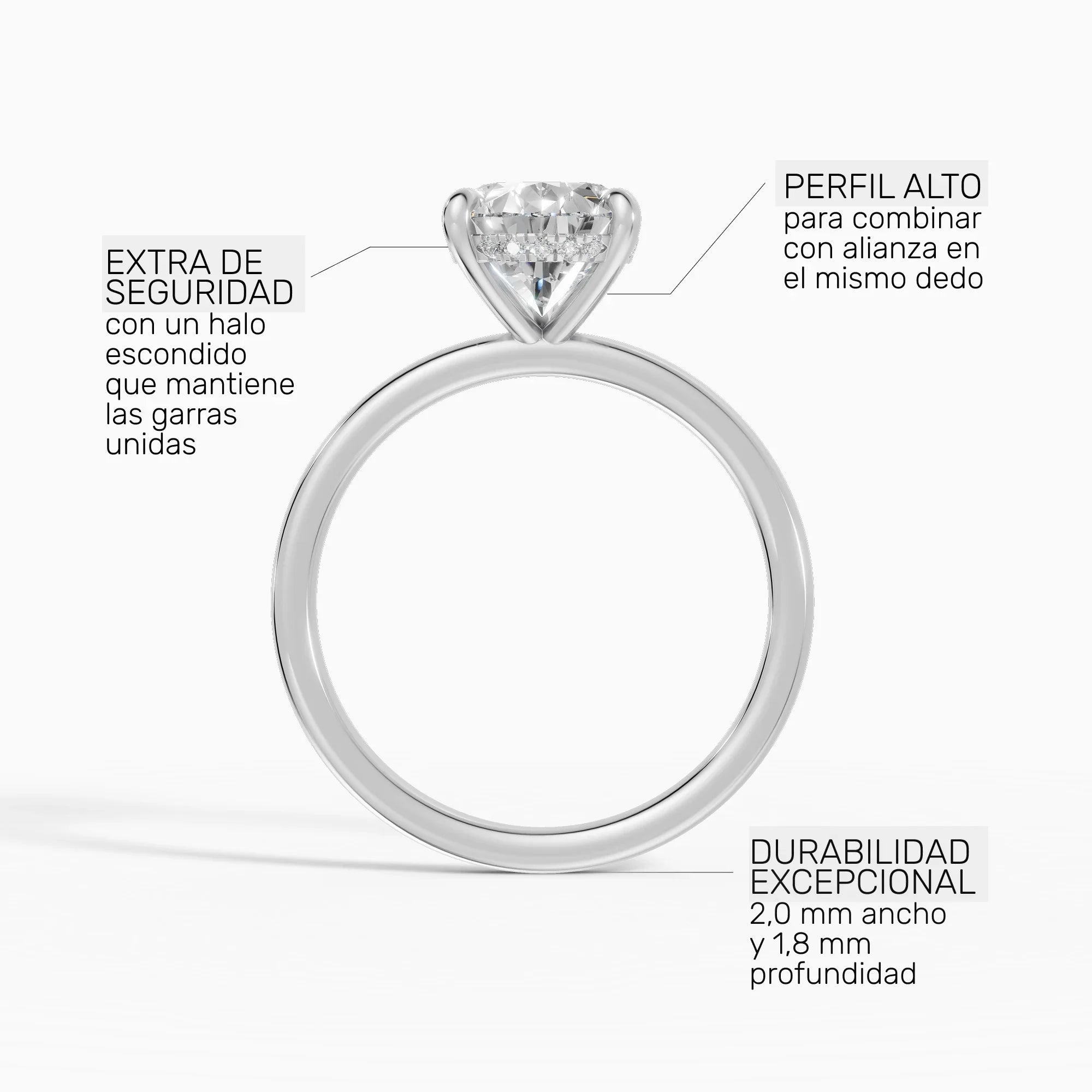 Anillo de compromiso THEIA pera solitario halo escondido - con caja