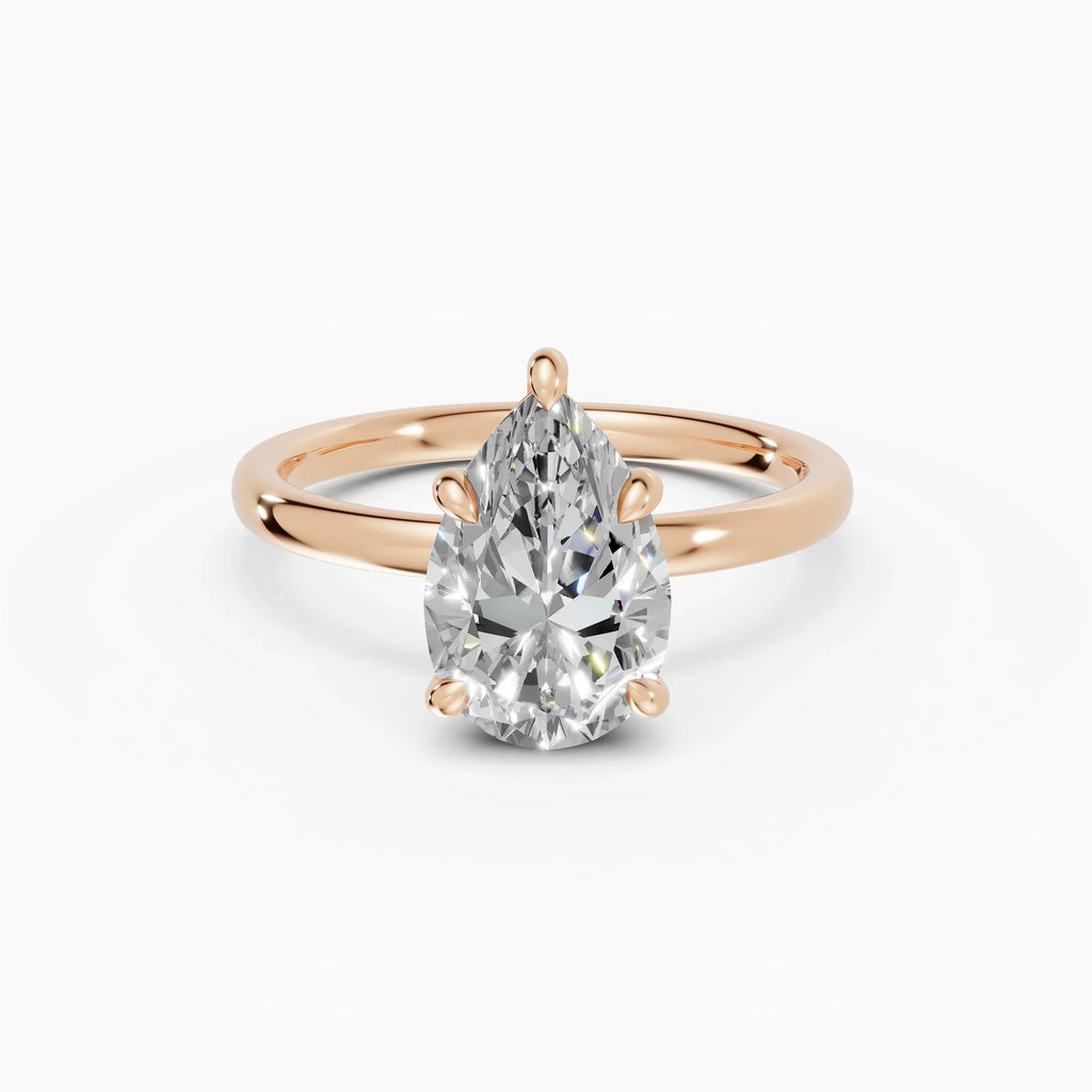 Anillo de compromiso THEIA pera solitario halo escondido - medidas