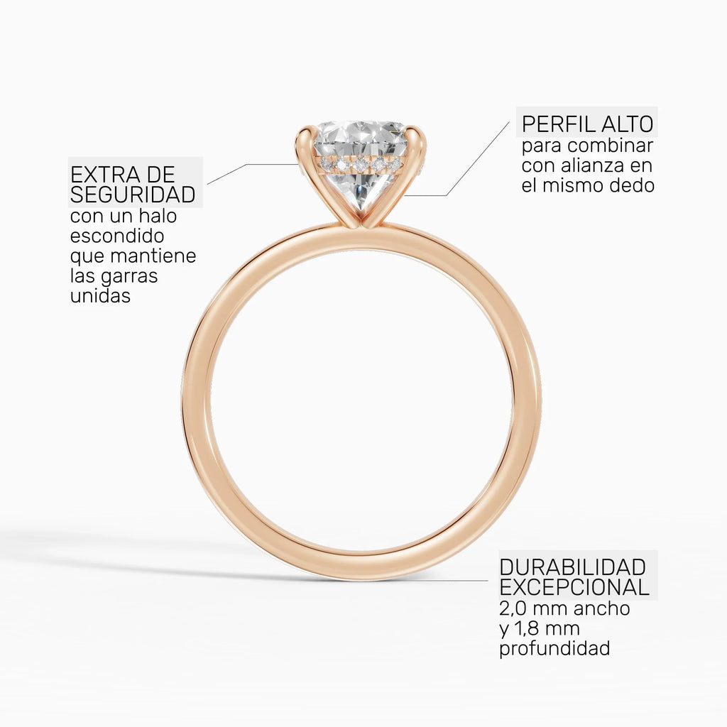 Anillo de compromiso THEIA pera solitario halo escondido - galería