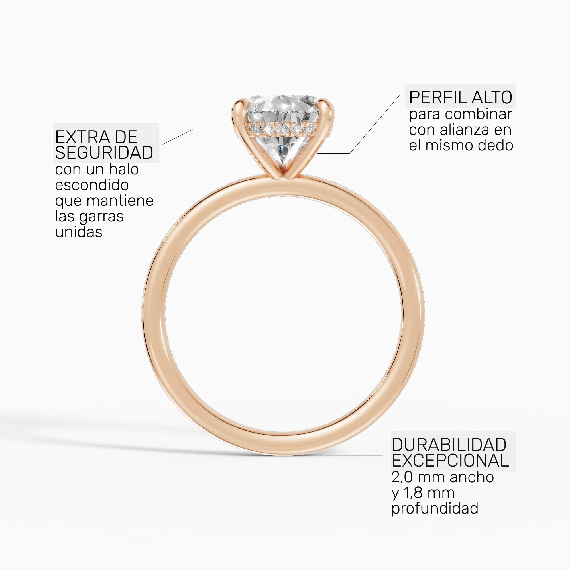 Anillo de compromiso THEIA pera solitario halo escondido - galería