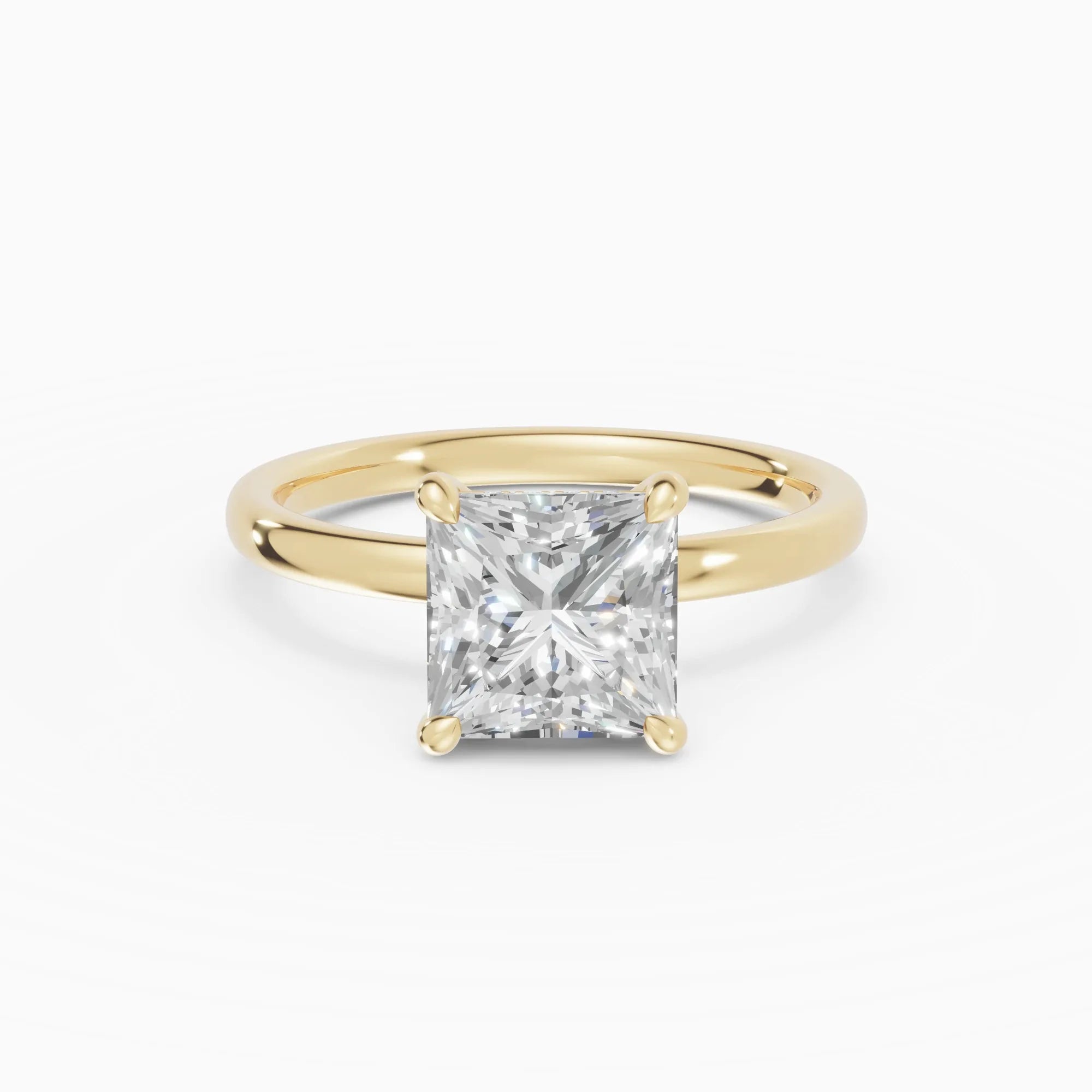 Anillo de compromiso THEIA princesa solitario halo escondido en oro amarillo 18k