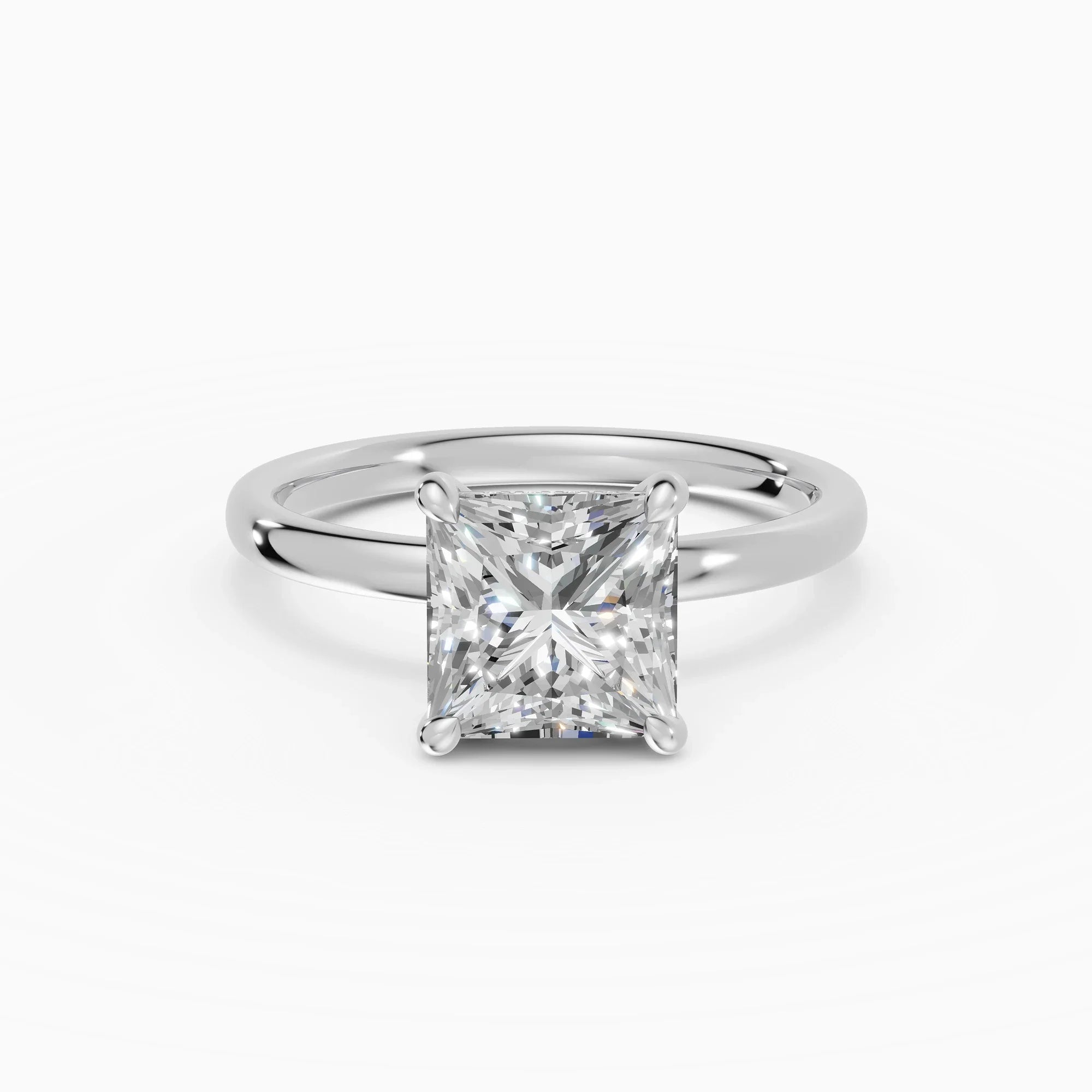 Anillo de compromiso THEIA princesa solitario halo escondido - detalle banda