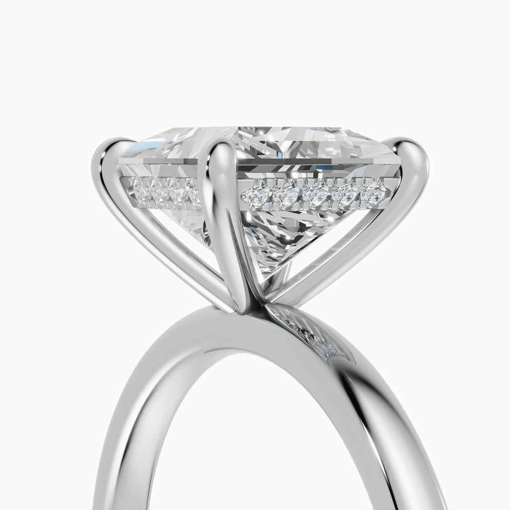 Anillo de compromiso THEIA princesa solitario halo escondido - vista trasera