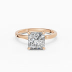 Anillo de compromiso THEIA princesa solitario halo escondido - medidas