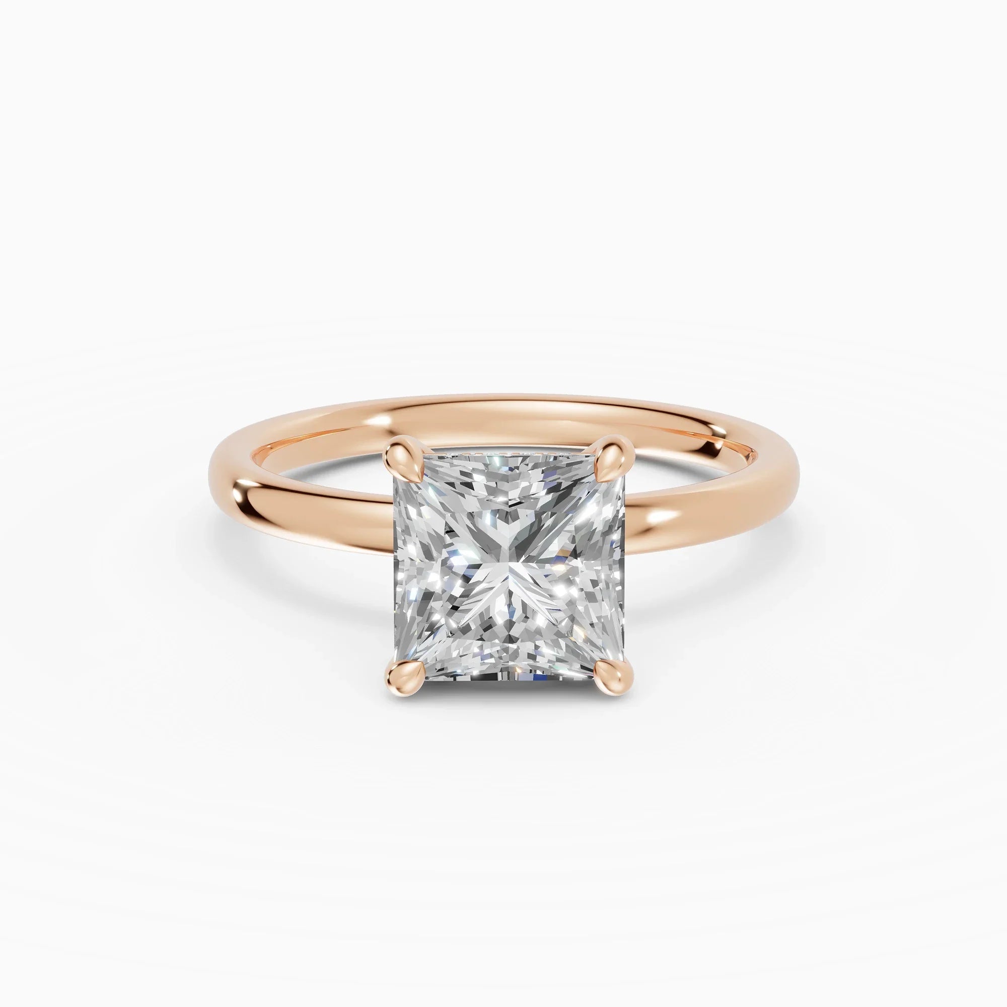 Anillo de compromiso THEIA princesa solitario halo escondido - medidas