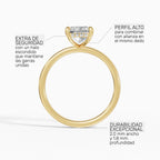 Anillo de compromiso THEIA radiante solitario halo escondido en oro amarillo 14k - perspectiva