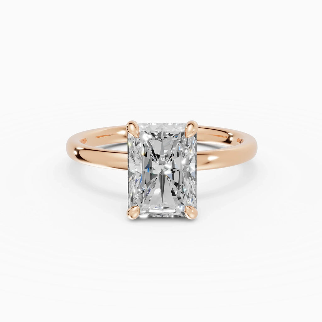 Anillo de compromiso THEIA radiante solitario halo escondido - medidas