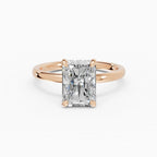 Anillo de compromiso THEIA radiante solitario halo escondido - medidas