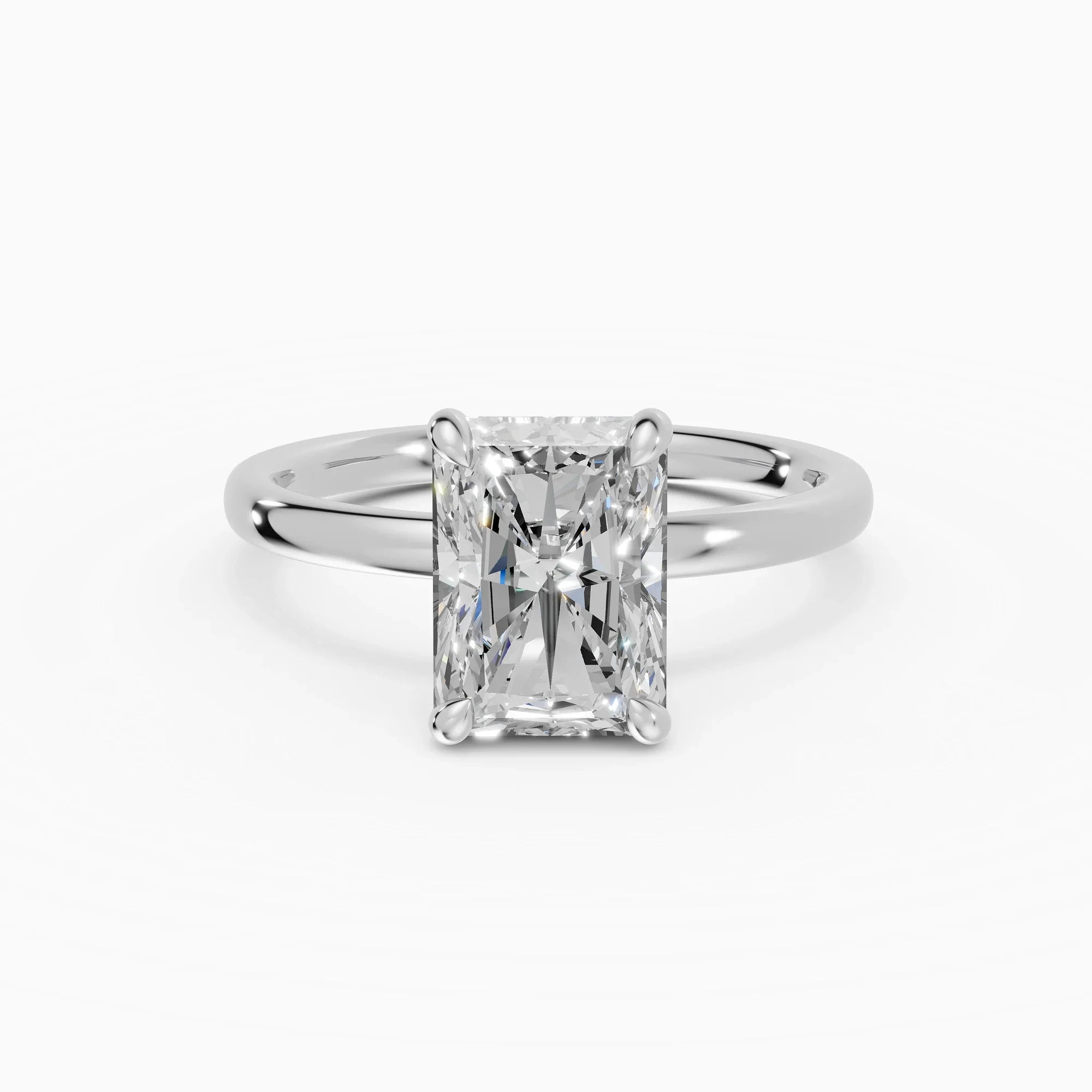 Anillo de compromiso THEIA radiante solitario halo escondido - detalle banda
