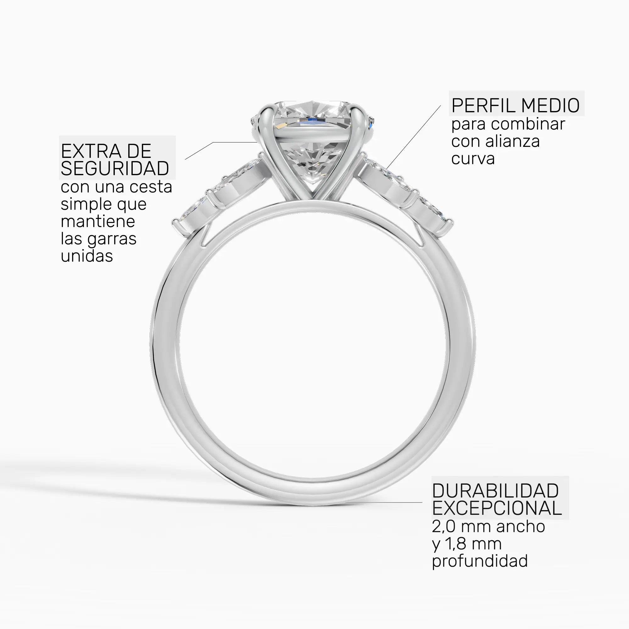 Anillo de compromiso VESTA cojín clúster - con caja