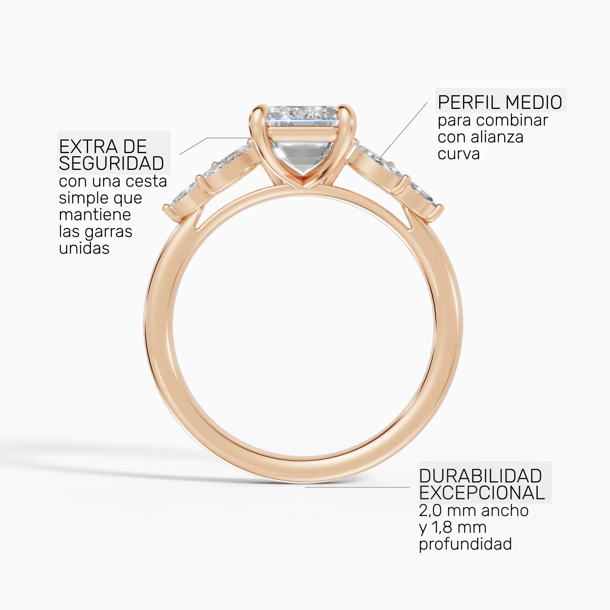 Anillo de compromiso VESTA esmeralda clúster