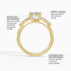 Anillo de compromiso VESTA princesa clúster en oro amarillo 14k - perspectiva