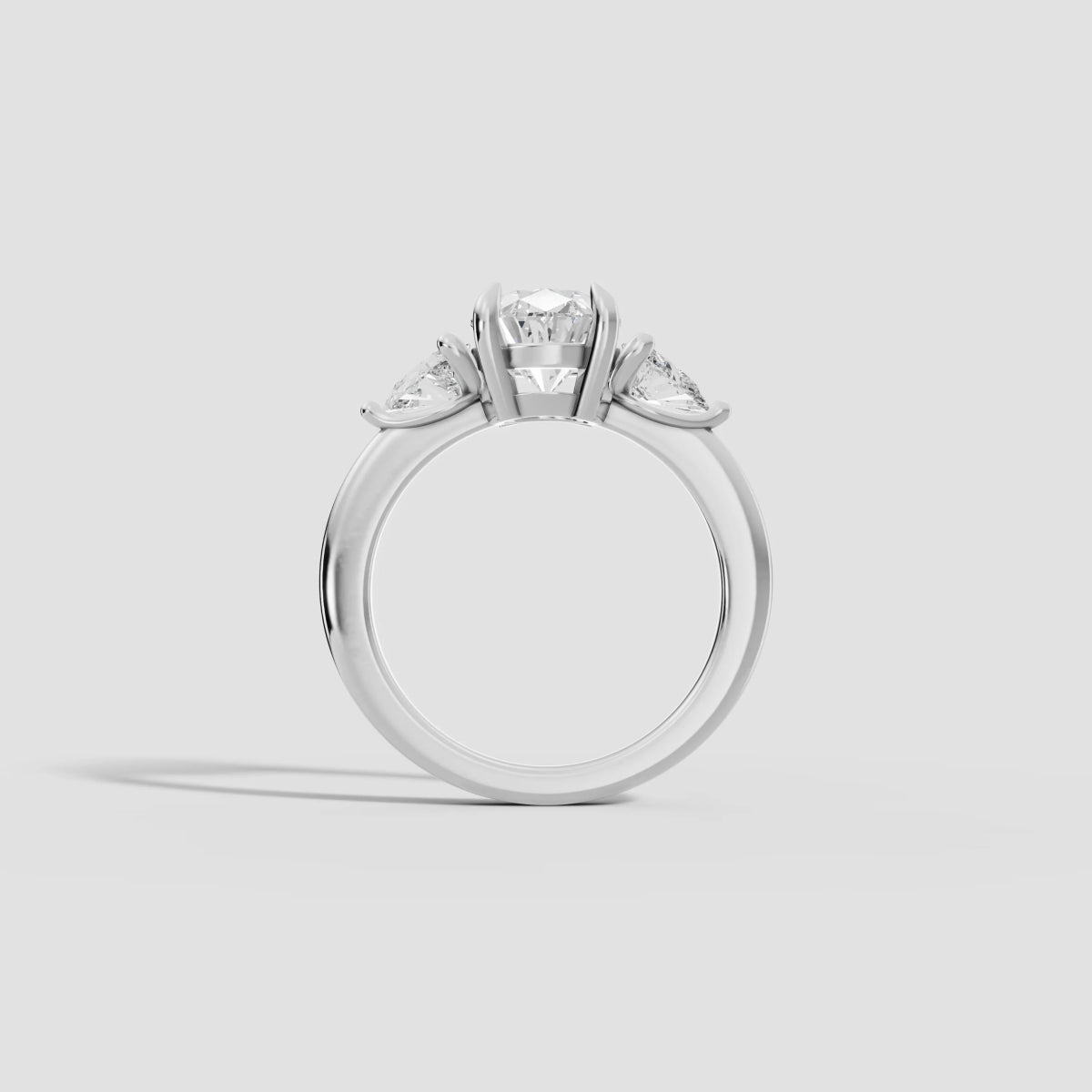 ELARA | Anillo trilogía oval en oro platino moissanita diamante Oro blanco 14k - Anillo de compromiso personalizado BRAVORA Jewelry