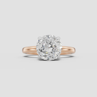 GAIA | Anillo solitario brillante en oro platino moissanita diamante Oro rosa 18k + platino - Anillo de compromiso personalizado BRAVORA Jewelry