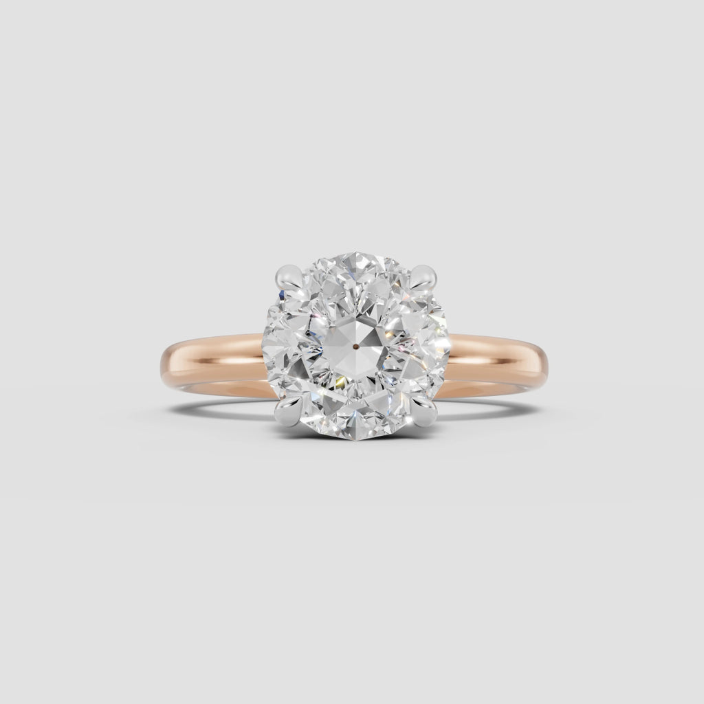 GAIA | Anillo solitario brillante en oro platino moissanita diamante Oro rosa 18k + platino - Anillo de compromiso personalizado BRAVORA Jewelry