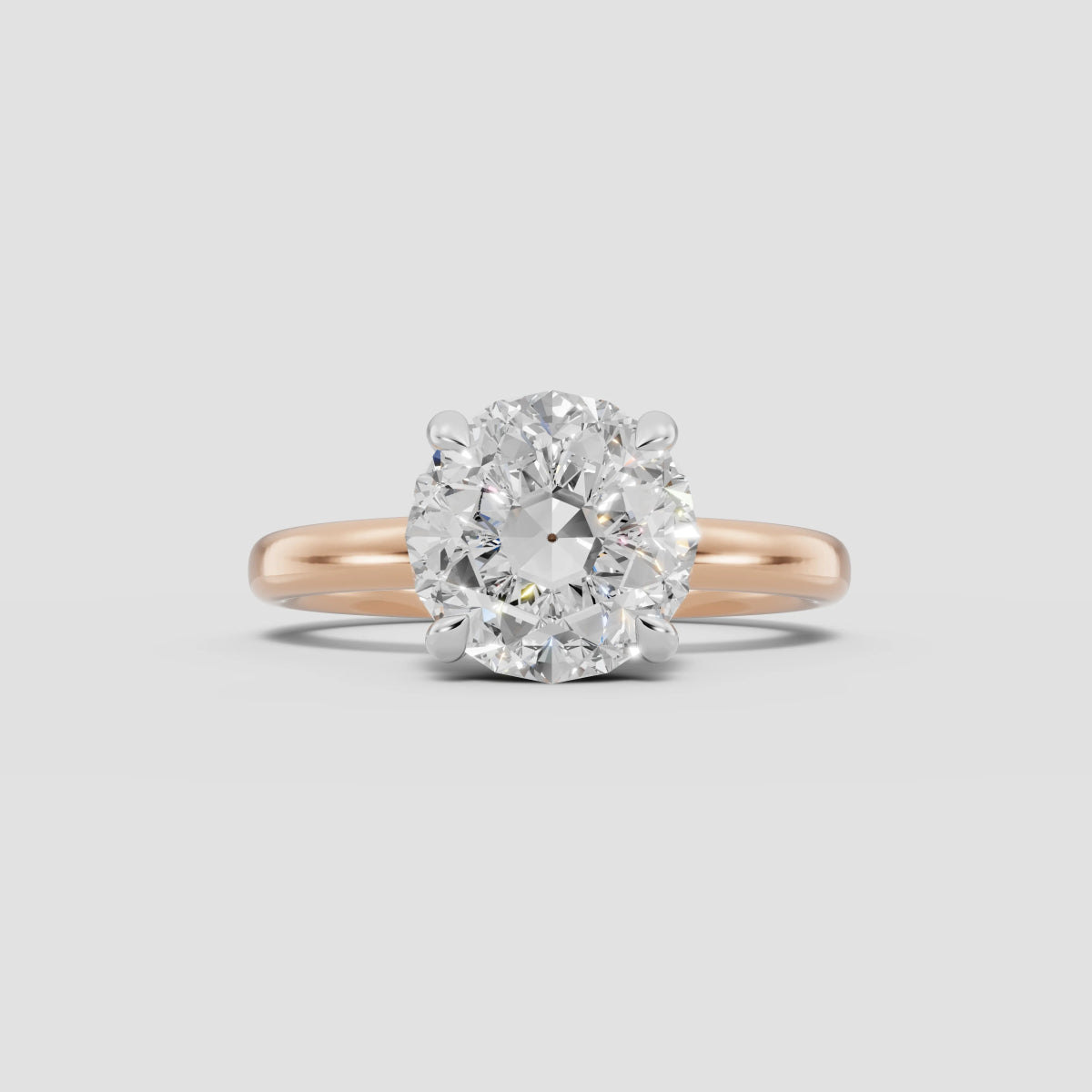 GAIA | Anillo solitario brillante en oro platino moissanita diamante Oro rosa 18k + platino - Anillo de compromiso personalizado BRAVORA Jewelry