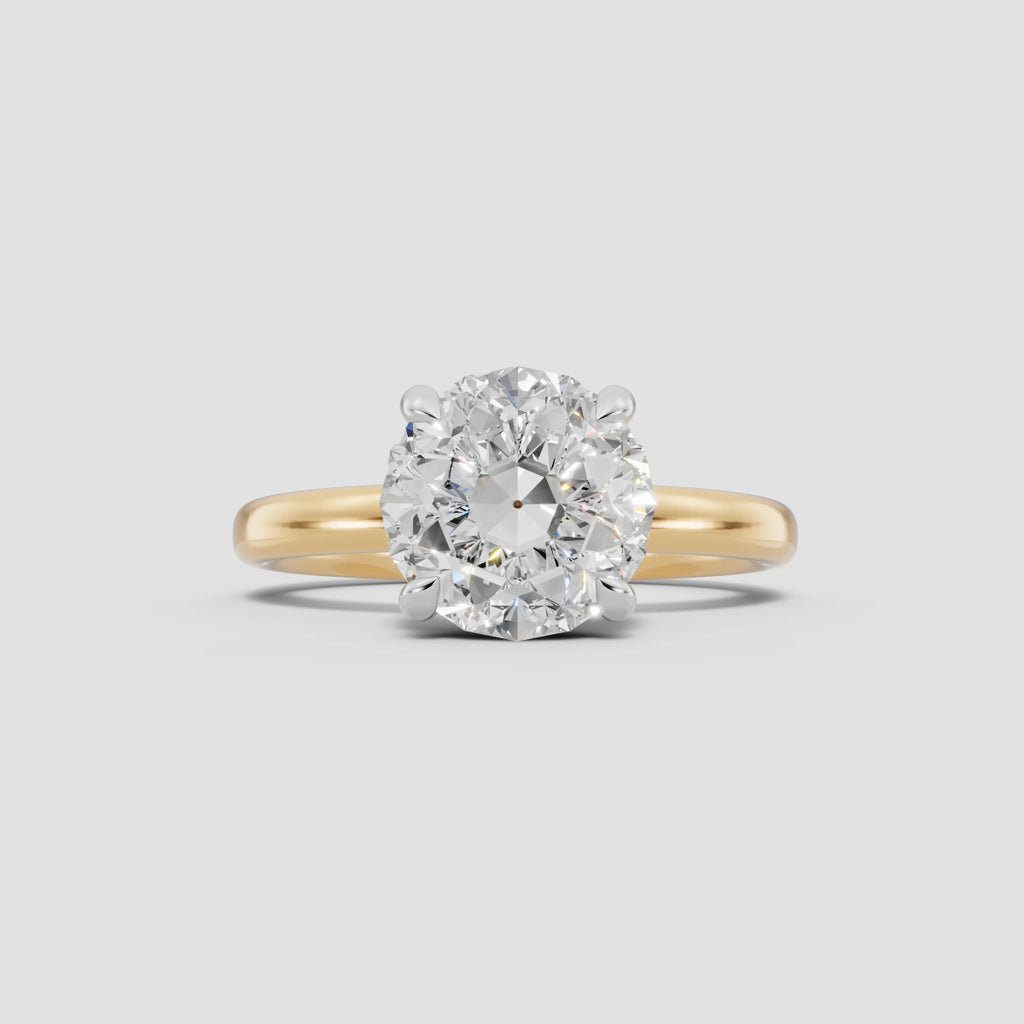 GAIA | Anillo solitario brillante en oro platino moissanita diamante Oro amarillo 18k + platino - Anillo de compromiso personalizado BRAVORA Jewelry