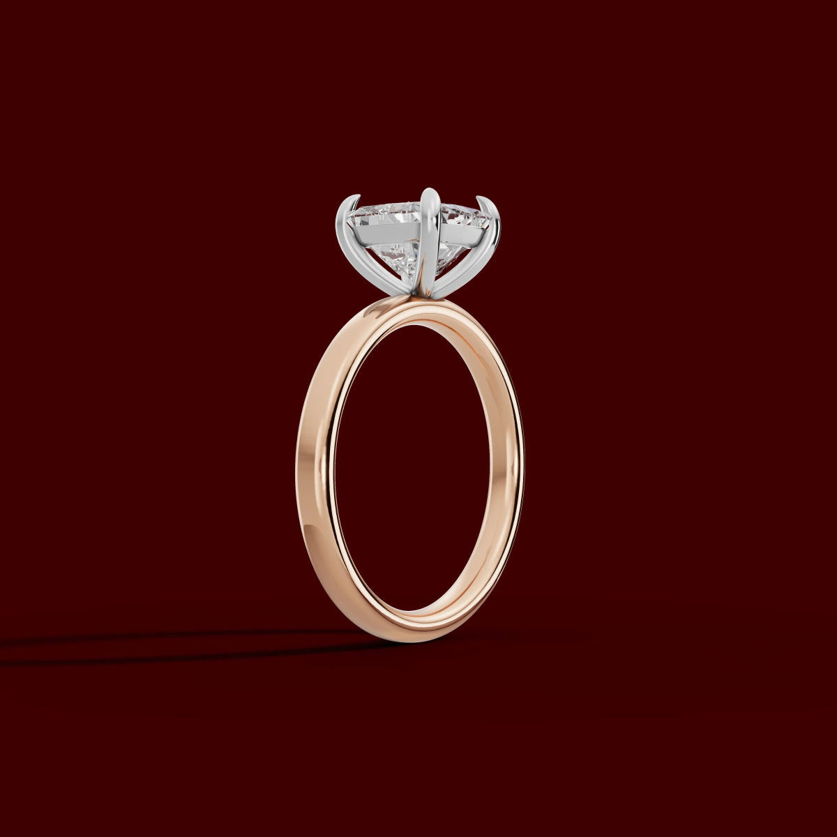 GAIA | Anillo solitario cojín en oro platino moissanita diamante Oro rosa 18k + platino - Anillo de compromiso personalizado BRAVORA Jewelry