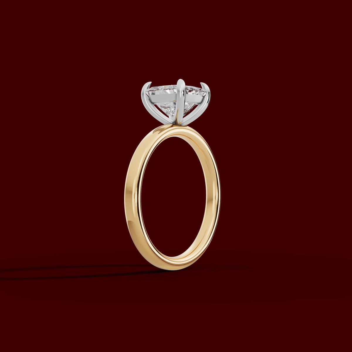 GAIA | Anillo solitario cojín en oro platino moissanita diamante Oro amarillo 18k + platino - Anillo de compromiso personalizado BRAVORA Jewelry