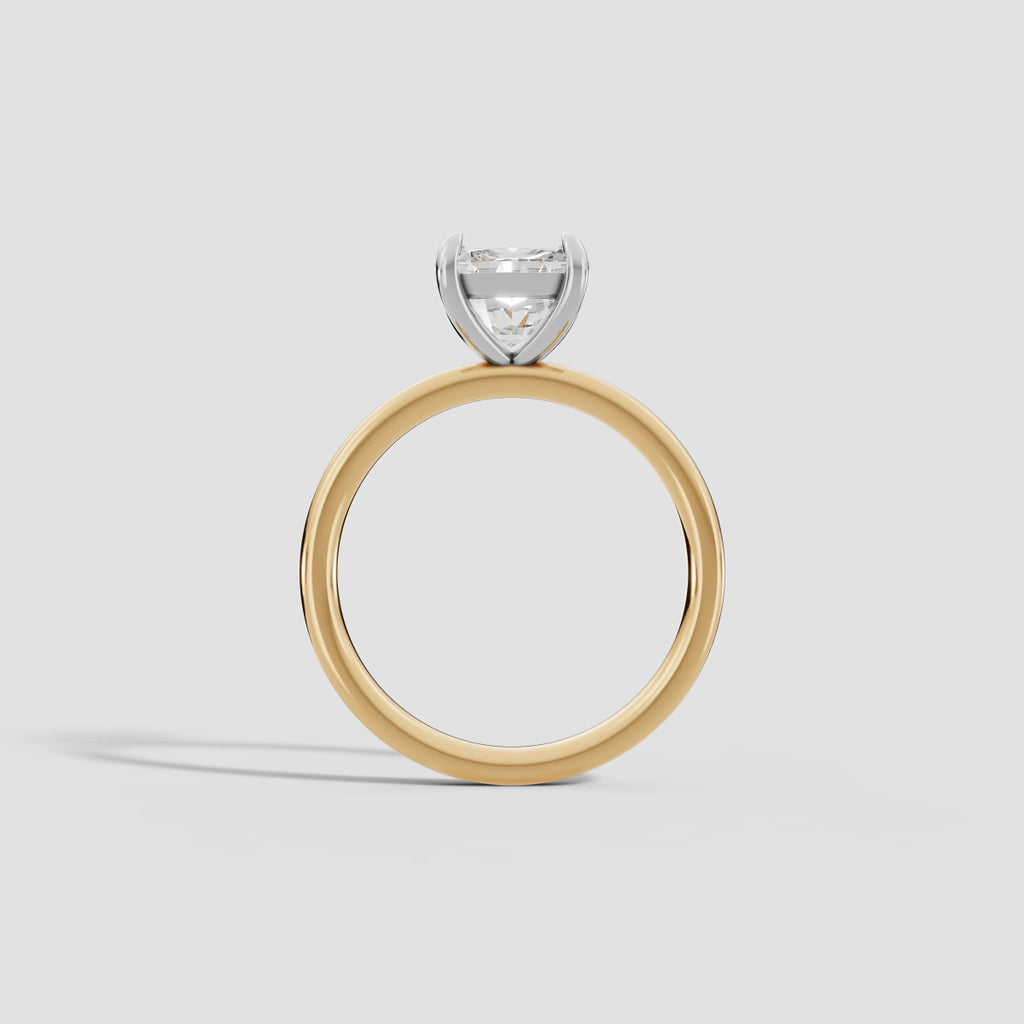 GAIA | Anillo solitario cojín en oro platino moissanita diamante Oro amarillo 18k + platino - Anillo de compromiso personalizado BRAVORA Jewelry