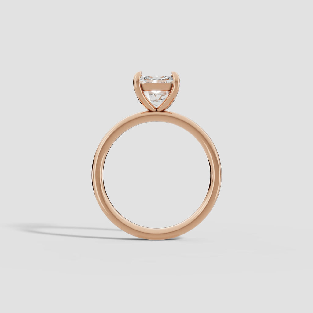 GAIA | Anillo solitario cojín en oro platino moissanita diamante Oro rosa 14k - Anillo de compromiso personalizado BRAVORA Jewelry