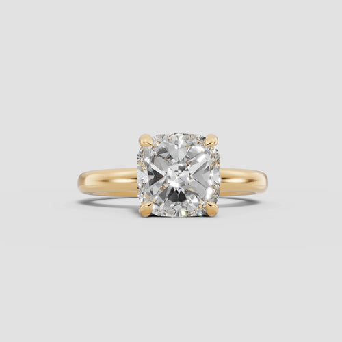 GAIA | Anillo solitario cojín en oro platino moissanita diamante Oro amarillo 14k - Anillo de compromiso personalizado BRAVORA Jewelry