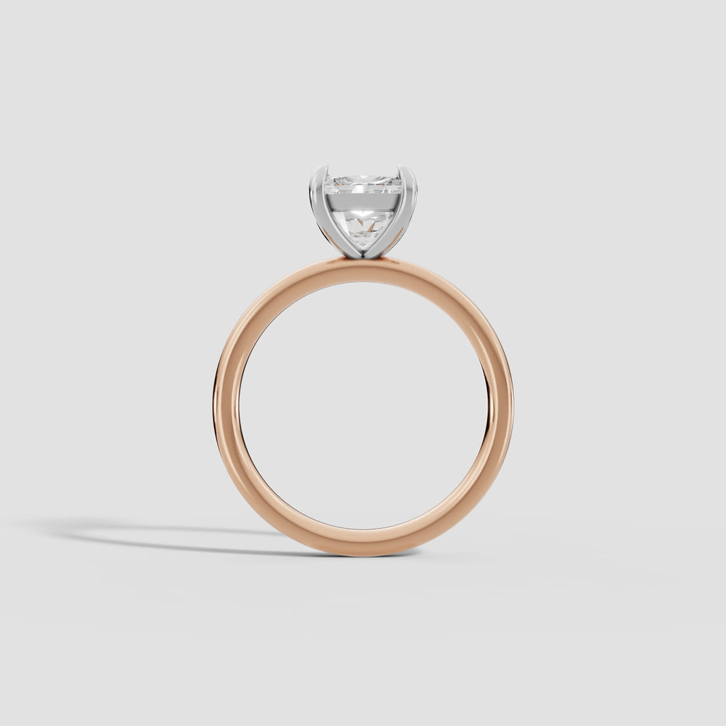 GAIA | Anillo solitario cojín en oro platino moissanita diamante Oro rosa 18k + platino - Anillo de compromiso personalizado BRAVORA Jewelry