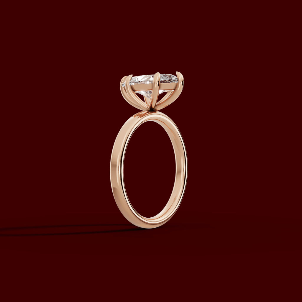 GAIA | Anillo solitario marquesa en oro platino moissanita diamante Oro rosa 14k - Anillo de compromiso personalizado BRAVORA Jewelry