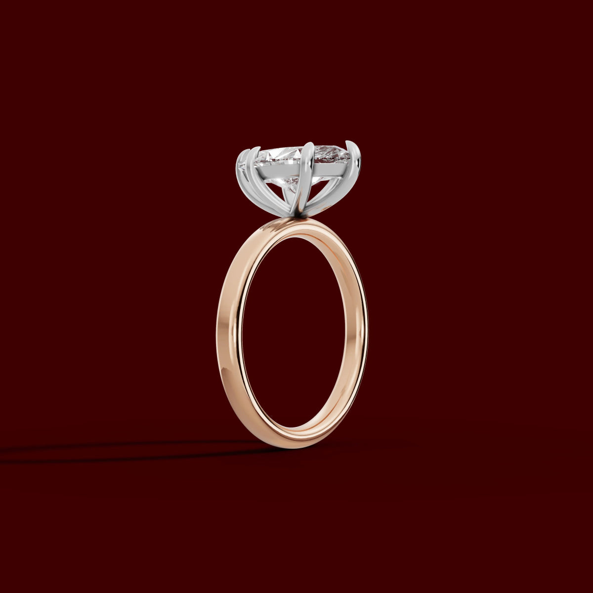 GAIA | Anillo solitario marquesa en oro platino moissanita diamante Oro rosa 18k + platino - Anillo de compromiso personalizado BRAVORA Jewelry