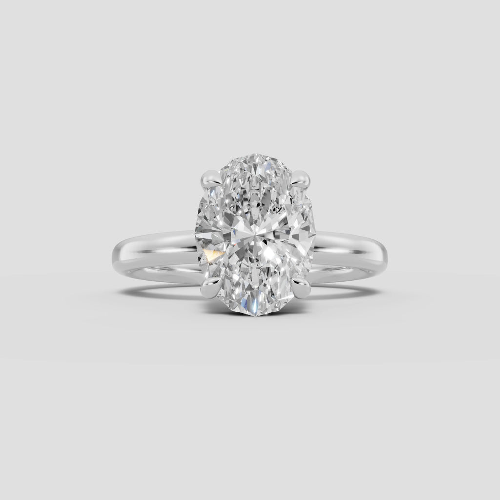 GAIA | Anillo solitario oval en oro platino moissanita diamante Oro blanco 14k - Anillo de compromiso personalizado BRAVORA Jewelry