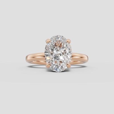 GAIA | Anillo solitario oval en oro platino moissanita diamante Oro rosa 14k - Anillo de compromiso personalizado BRAVORA Jewelry