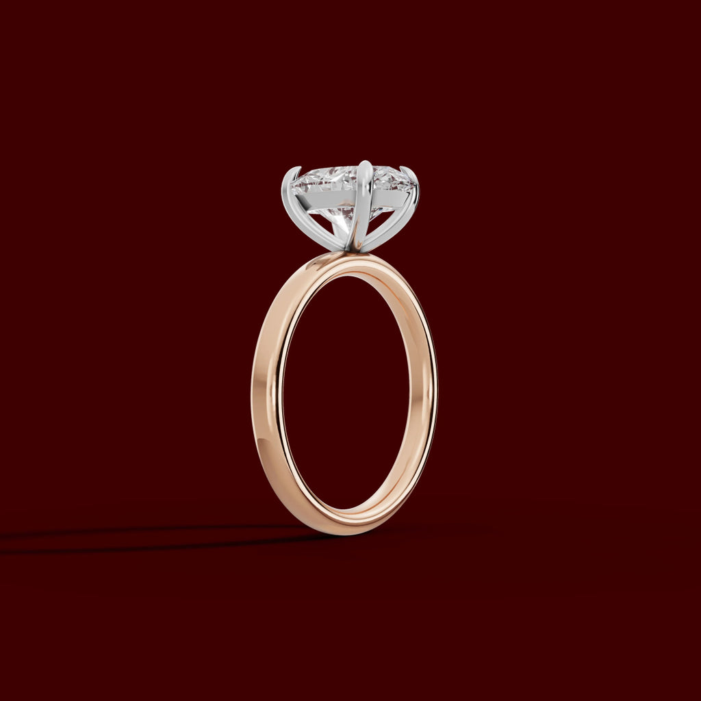 GAIA | Anillo solitario oval en oro platino moissanita diamante Oro rosa 18k + platino - Anillo de compromiso personalizado BRAVORA Jewelry