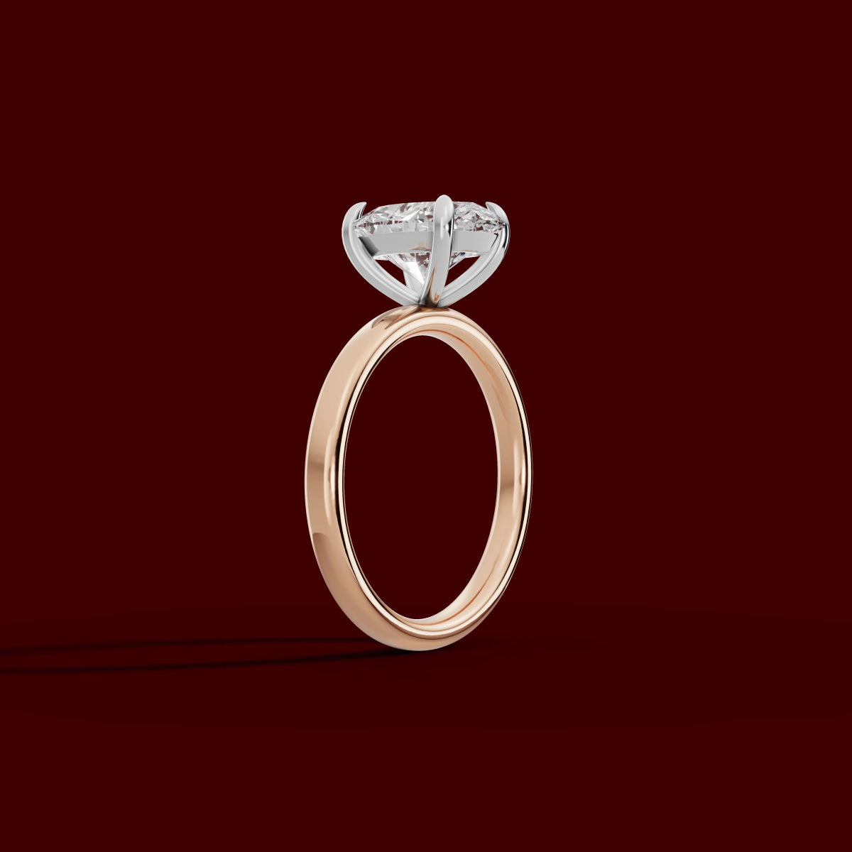 GAIA | Anillo solitario oval en oro platino moissanita diamante Oro rosa 18k + platino - Anillo de compromiso personalizado BRAVORA Jewelry