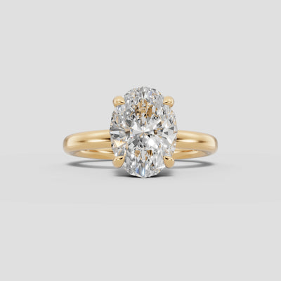 GAIA | Anillo solitario oval en oro platino moissanita diamante Oro amarillo 14k - Anillo de compromiso personalizado BRAVORA Jewelry