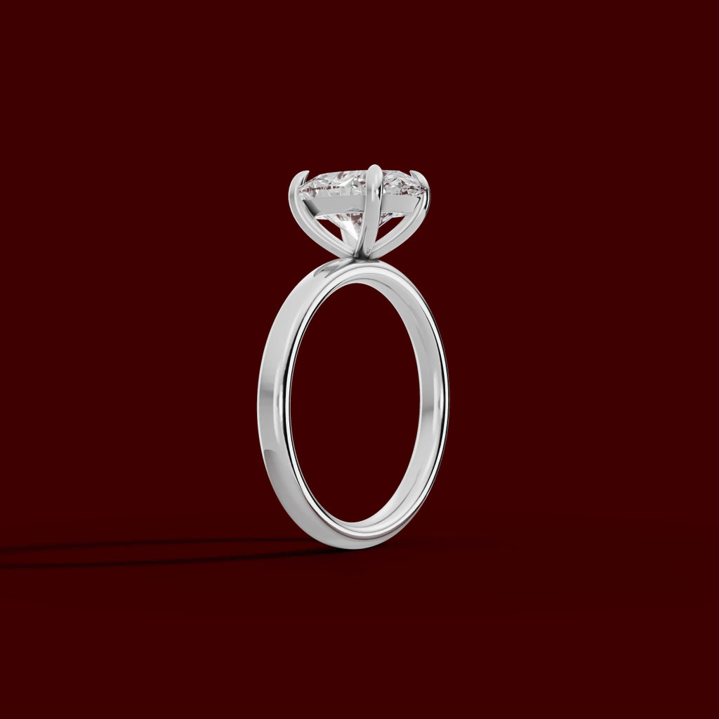 GAIA | Anillo solitario oval en oro platino moissanita diamante Oro blanco 14k - Anillo de compromiso personalizado BRAVORA Jewelry