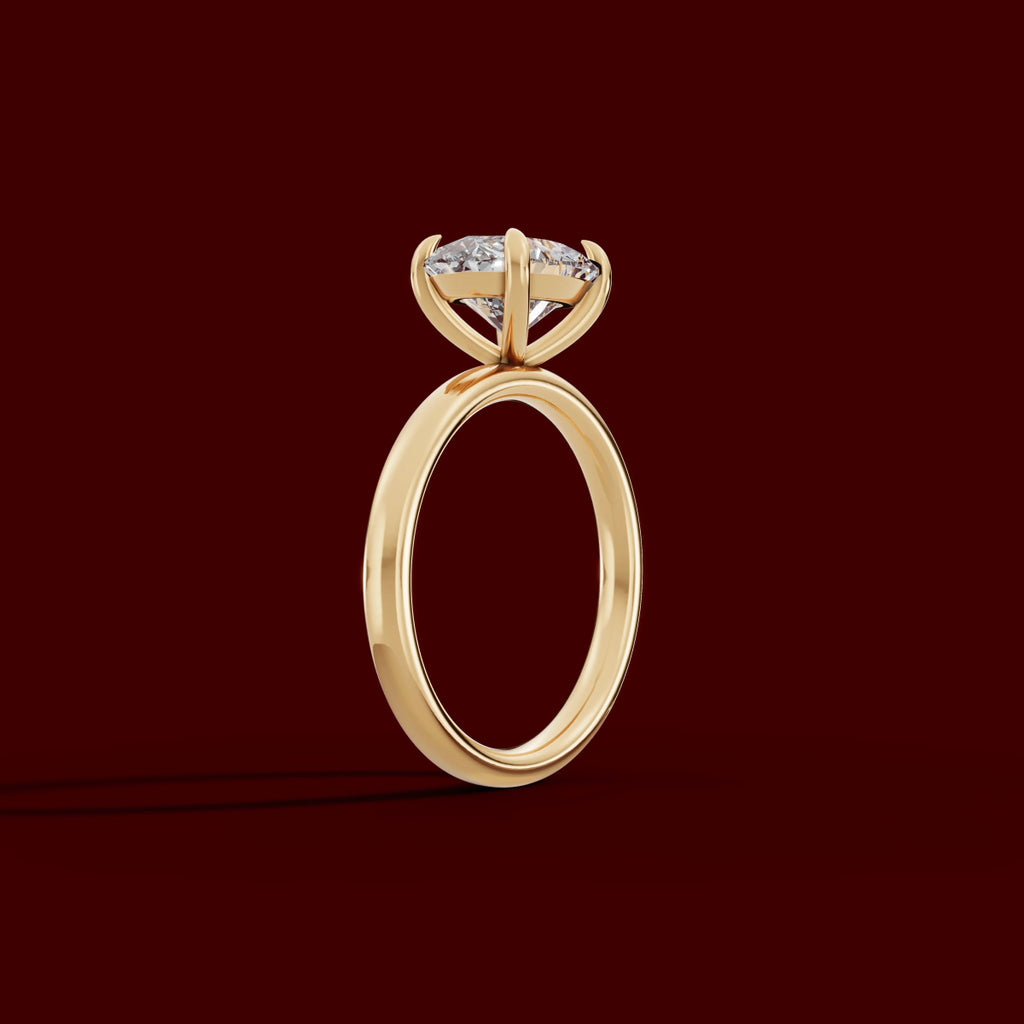 GAIA | Anillo solitario oval east west en oro platino moissanita diamante Oro amarillo 14k - Anillo de compromiso personalizado BRAVORA Jewelry