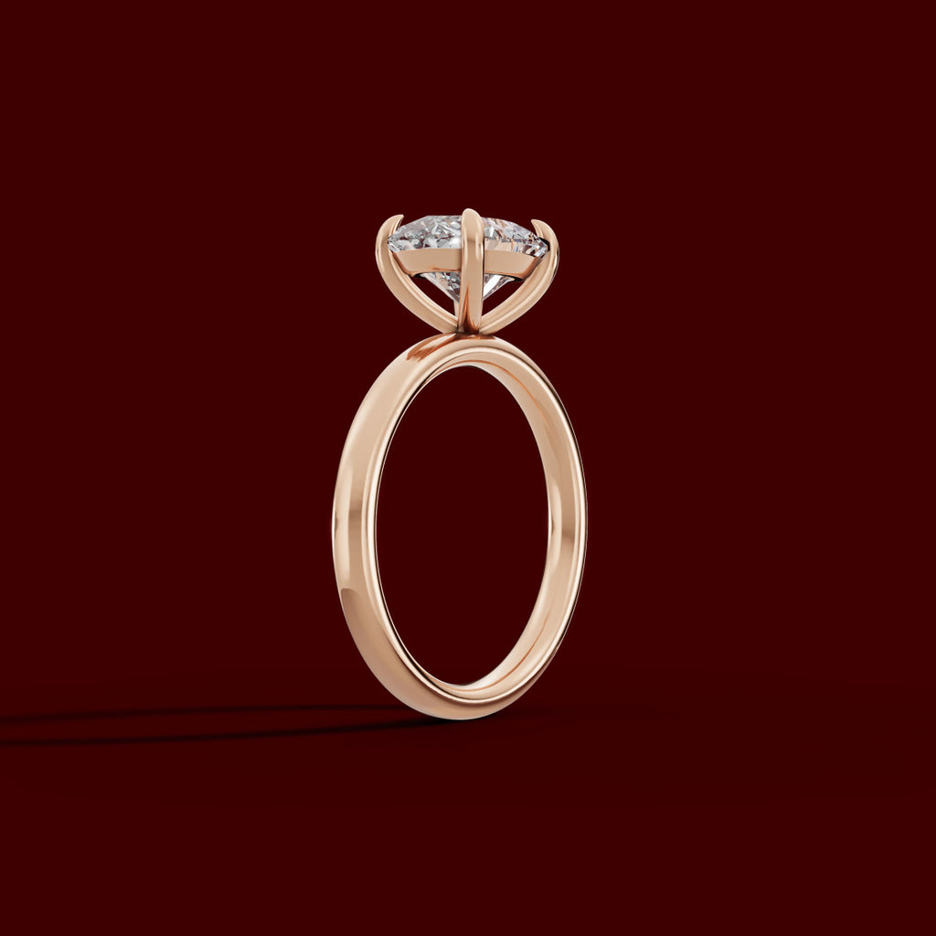 GAIA | Anillo solitario oval east west en oro platino moissanita diamante Oro rosa 14k - Anillo de compromiso personalizado BRAVORA Jewelry