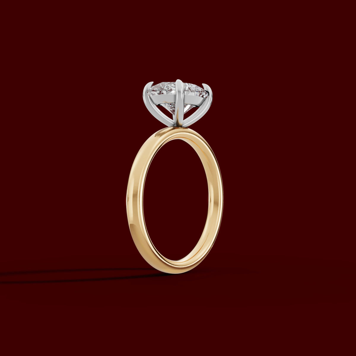 GAIA | Anillo solitario oval east west en oro platino moissanita diamante Oro amarillo 18k + platino - Anillo de compromiso personalizado BRAVORA Jewelry